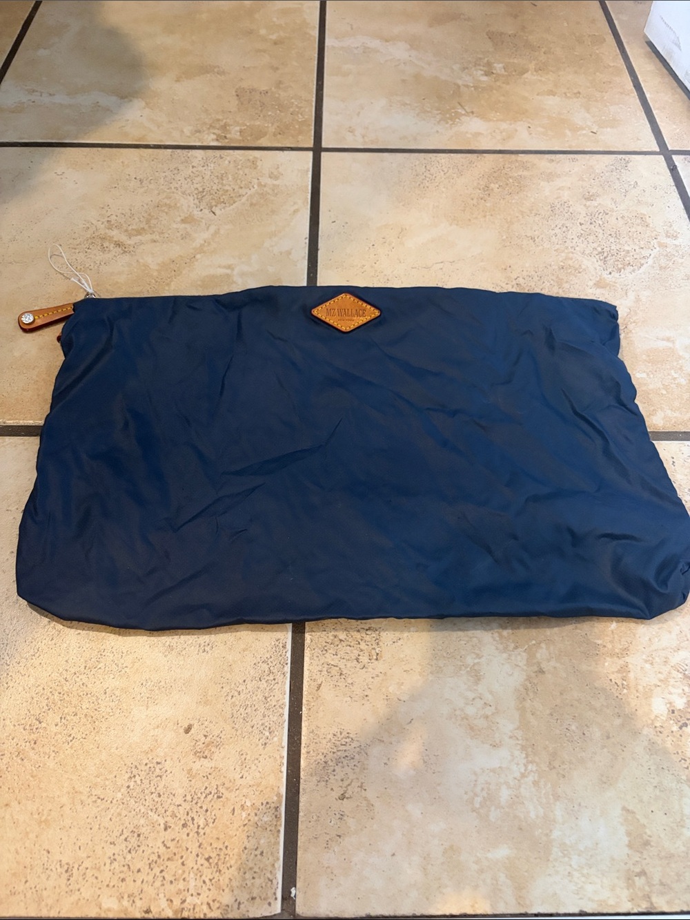 MZ WALLACE Navy Blue Travel Pouch with Leather Accent